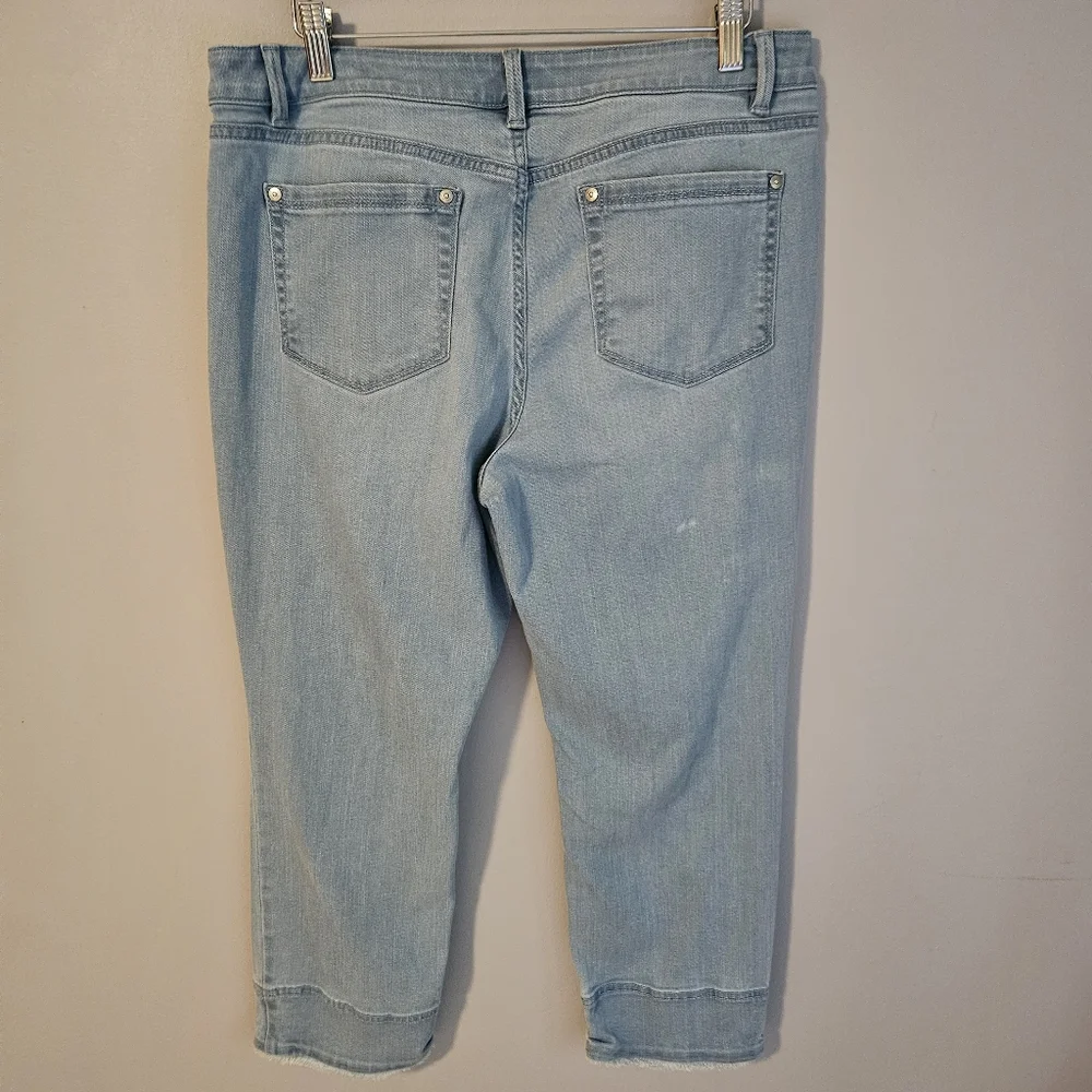 J Jill Authentic Fit crop light stone wash, frayed hem, straight leg, size 12 - Picture 2 of 15